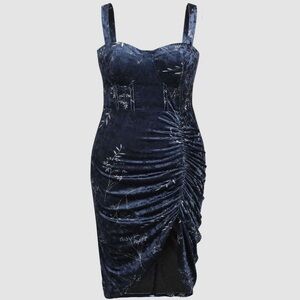 Cider Velvet Ruched Cami Bodycon Midi Dress 4XL